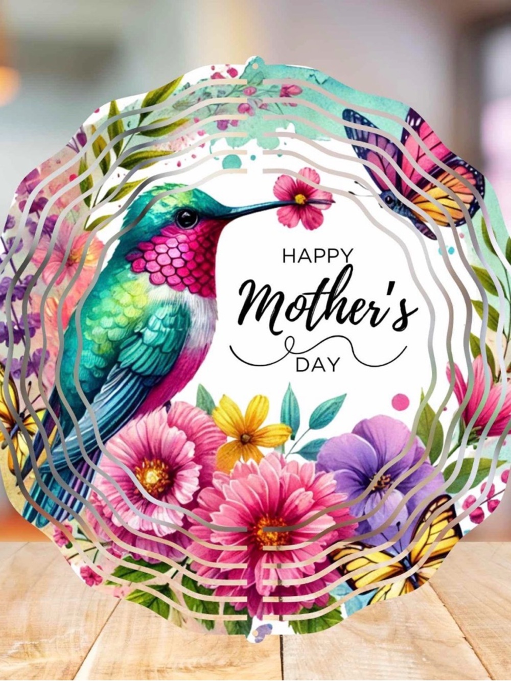 Colorful Hummingbird Mother's Day 8 inch wind spinner